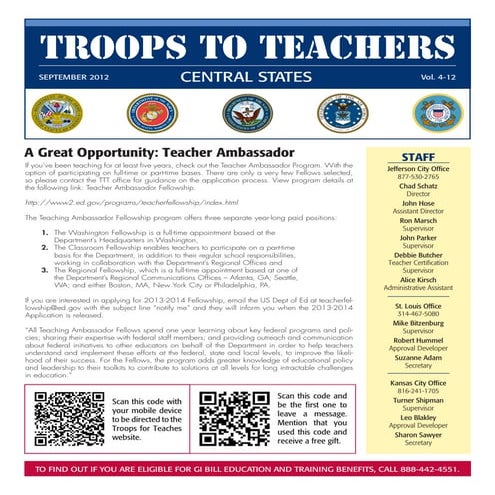 TROOPS TO TEACHERS Veterans Newsletter sept 2012 final