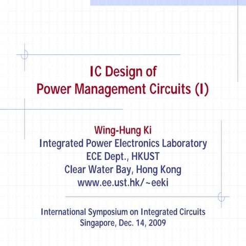 IC Design of Power Management Circuits (I)