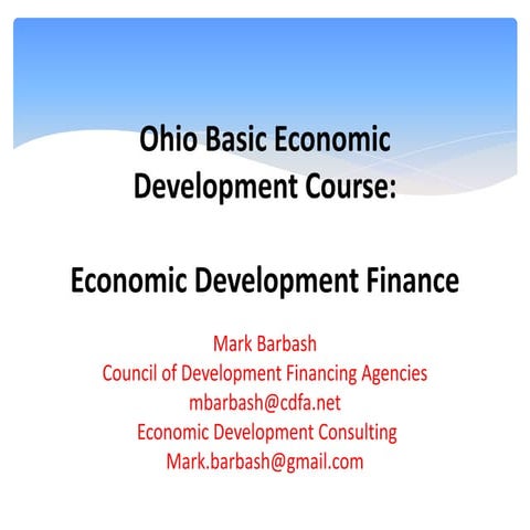 Economic Development Financing 101