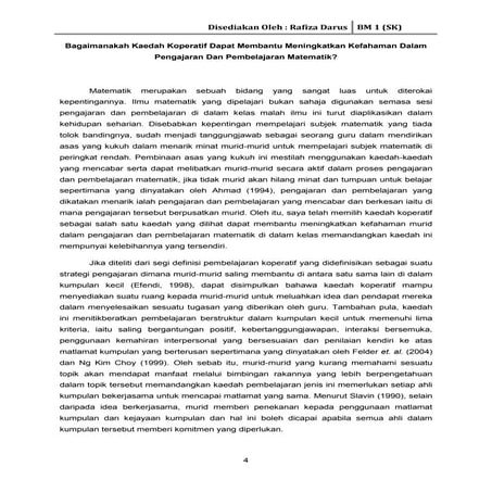 TUGASAN MTE3107 : KEPENTINGAN KAEDAH KOPERATIF