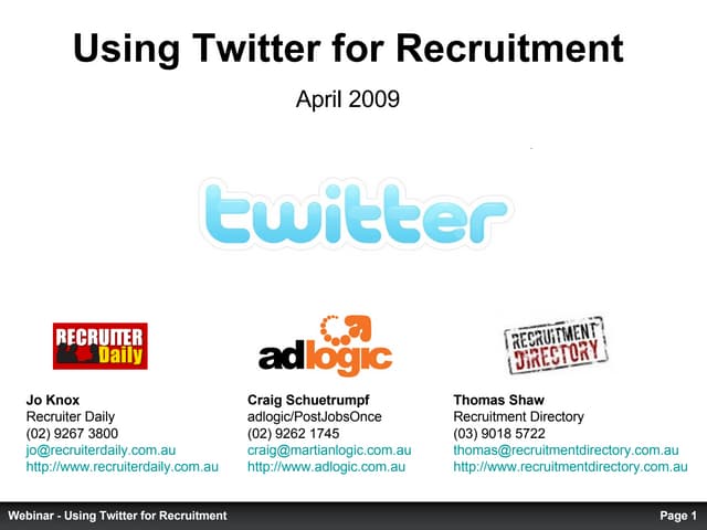 Using Twitter for Recruitment