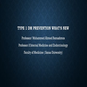 Type 1 DM prevention stage and prevention