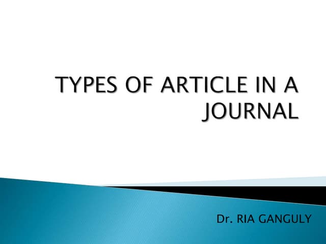 Types of article in a journal