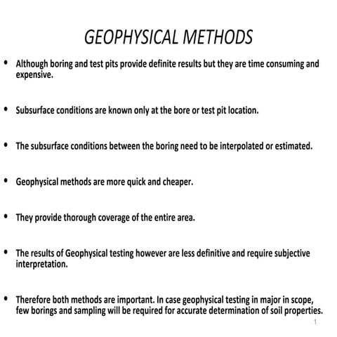 Geophysical methods of soil/Foundation testing 