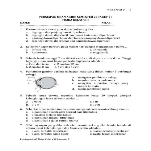Uas sem 2 kls 2 smp paket 2