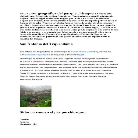 Ubicación  geográfica del parque chicaque