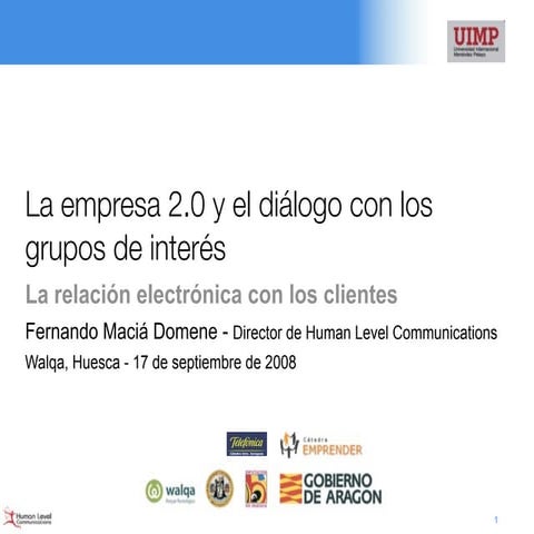 La empresa 2.0 y la relación electrónica con los clientes