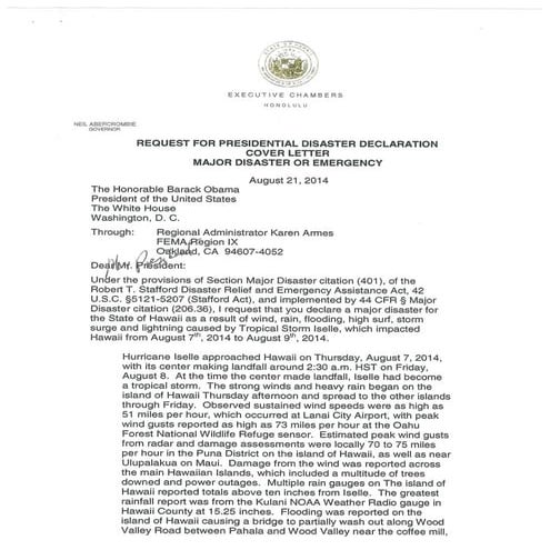 Disaster Declaration Request