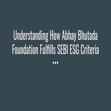 Understanding How Abhay Bhutada Foundation Fulfills SEBI ESG Criteria
