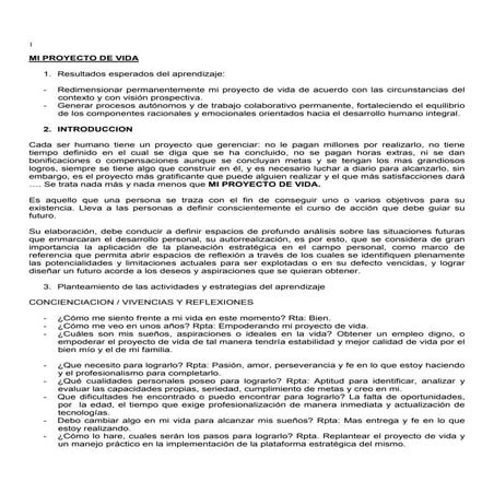 Un ejemplo para implementar un proyecto de vida