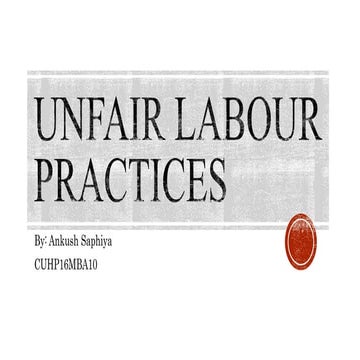 Unfiar labour practices