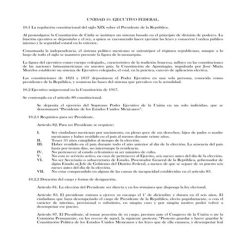 Unidad 10. Ejecutivo Federal.