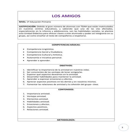 Unidad didáctica la amistad