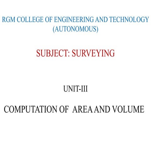 BASIC SURVEYING - AREAS AND VOLUMES COMPUTATION