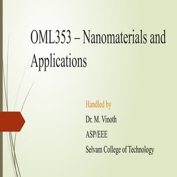 Unit - 3 RPOCESSING of Nanomaterials Preparation