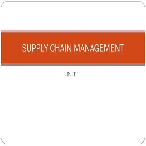 Unit 1 Supply Chain management