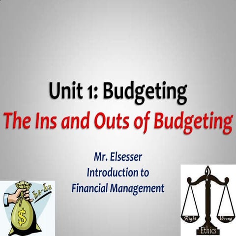 Unit 1- Part c - The Ins and Outs of Budgeting