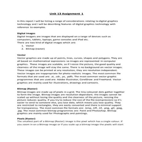 Unit 13 assignment 1 report