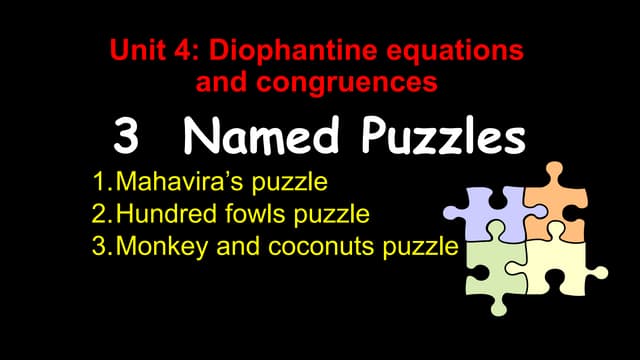 diophantine equation and congruence puzzles