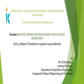 Unit 4 Modern Transition to organic crop production