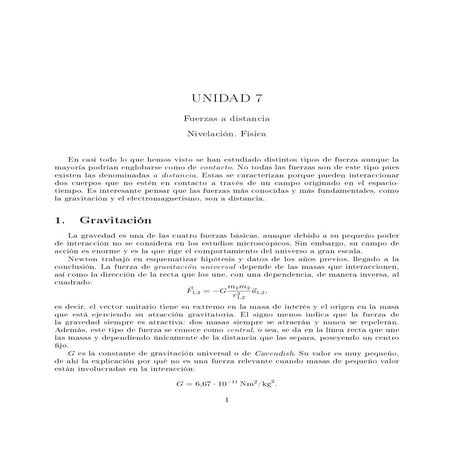 Unidad 7: fuerzas a distancia