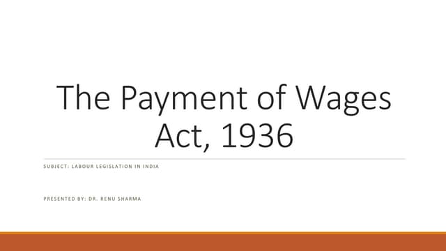 Payment of wages act ppt
