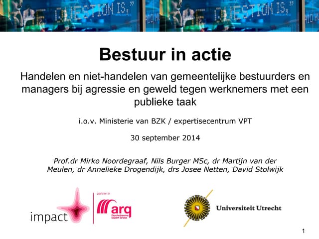 Samenvatting onderzoek Bestuur in Actie Universiteit Utrecht