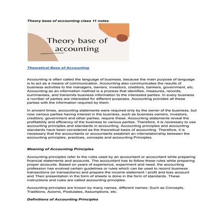 Theory base of accounting class 11 notes