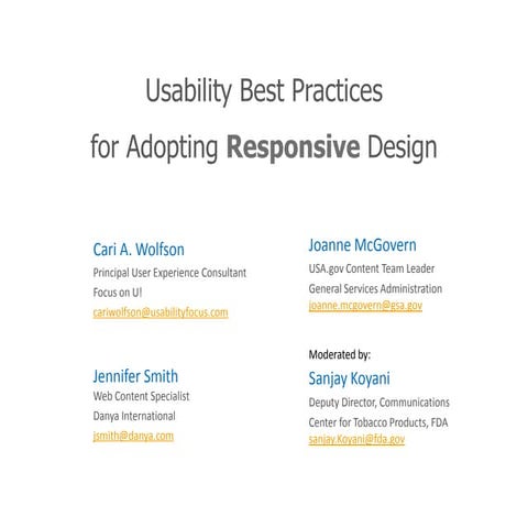 Usability Best Practices for Adopting Responsive Design