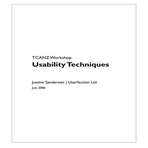 Usability Techniques