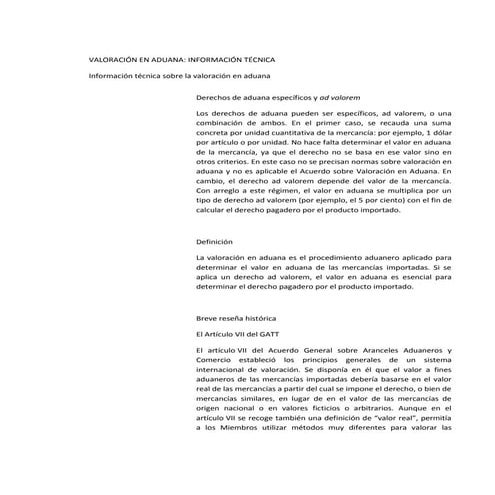 Valoración en aduana
