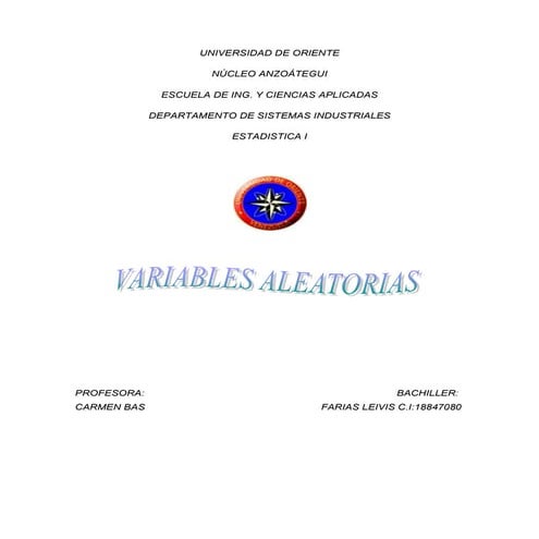 Variables aleatorias. estadistica 1