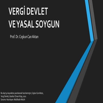 VERGİ DEVLET VE YASAL SOYGUN