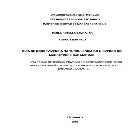 MBA paper_Guia de sobrevivência na turbulência do Marketing e das Marcas 