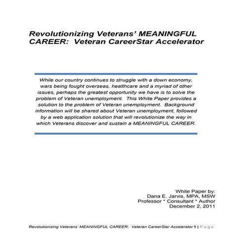 Veteran career star accelerator white paper
