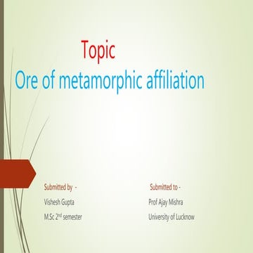 ore of metamorphic affiliation economif geology 