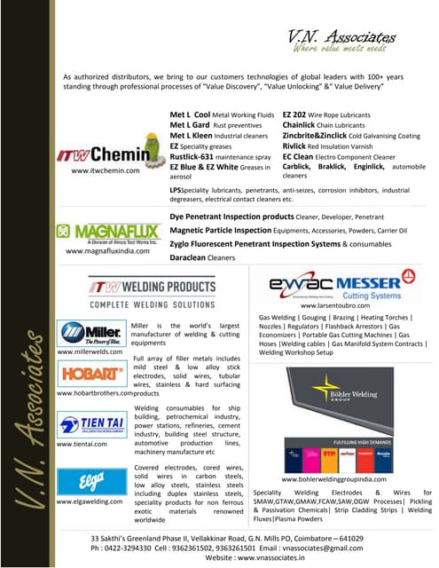 V. N. Associates, Coimbatore, Industrial Lubricants & Cleaners