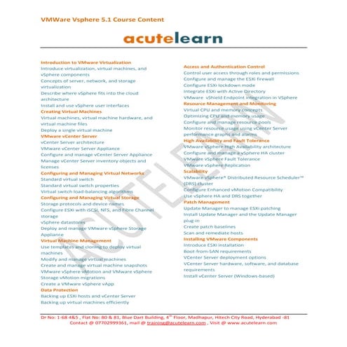 Vsphere 5.1 training at hyderabad