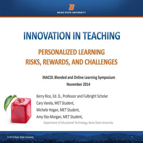 Innovation in Teaching: Challenges, Risks, and Rewards