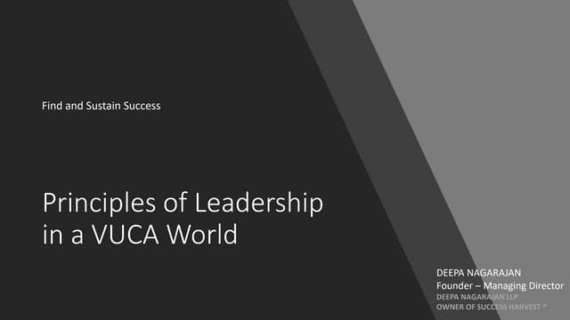 Principles of Leadership for the VUCA World