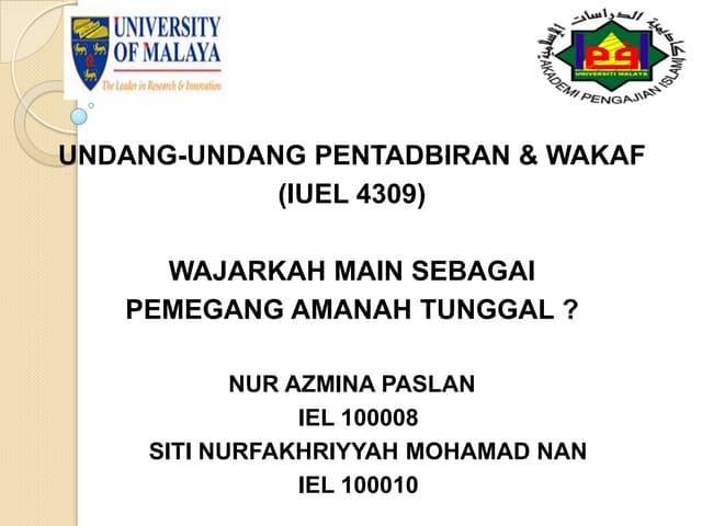 Wajarkah majlis agama islam sbg solee trustee