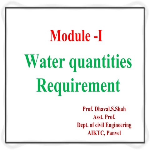 Water demand/Waterrequirements 