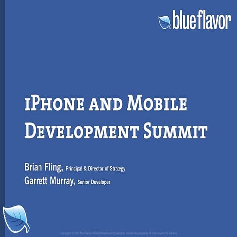 Web Builder 2.0 Workshop:  iPhone Design and Development Workshop