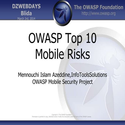 Webdays blida   mobile top 10 risks