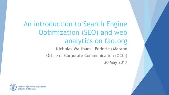 An introduction to Search Engine Optimization (SEO) and web analytics on fao.org
