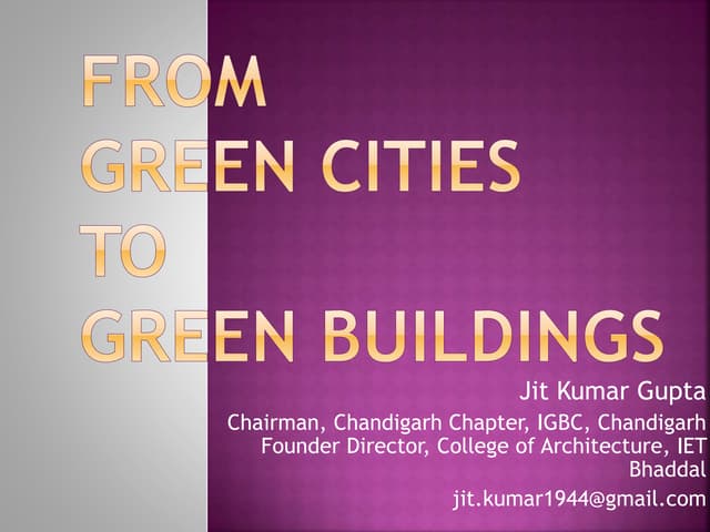 From Green Cities to Green Building 
