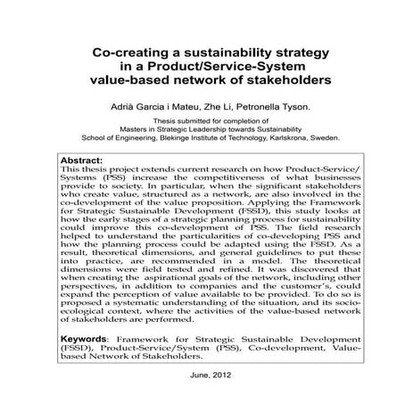 Co-creating Sustainability Strategies for PSS Development  