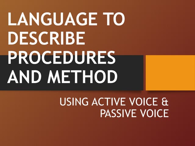 Week 6 7c - language in procedures & method
