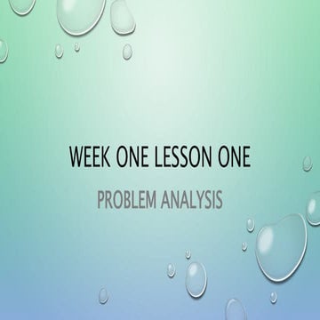 Week One: Lesson One 