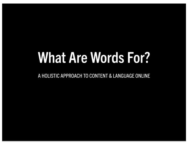 What Are Words For?